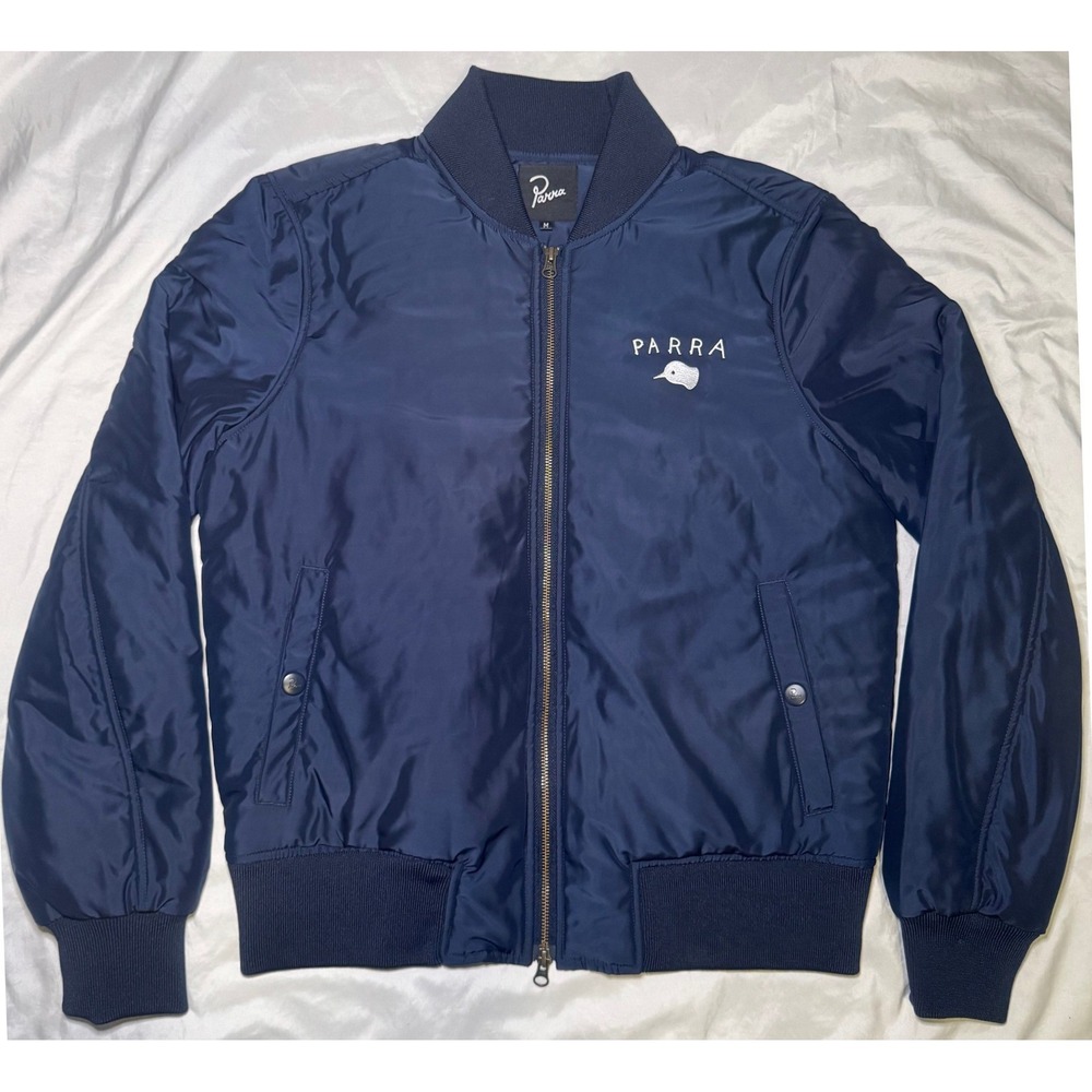 Parra Bomber Jacket Mens Medium Navy Blue‎ Shoe Graphic Streetwear